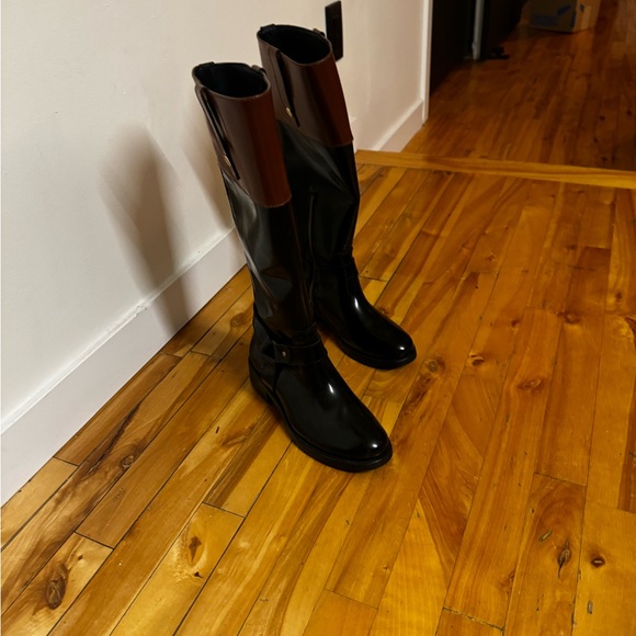 Two-Tone Leather Riding Boots - Picture 2 of 4